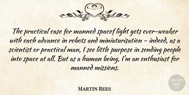 Martin Rees Quote About Advance, Case, Enthusiast, Gets, Human: The Practical Case For Manned...