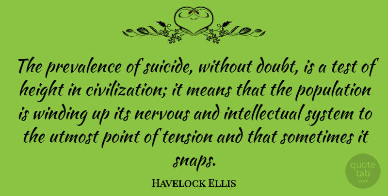 Havelock Ellis Quote About Suicide, Suicidal, Mean: The Prevalence Of Suicide Without...