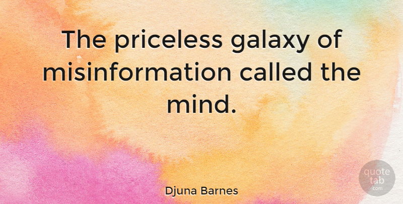 Djuna Barnes Quote About Mind, Priceless, Misinformation: The Priceless Galaxy Of Misinformation...