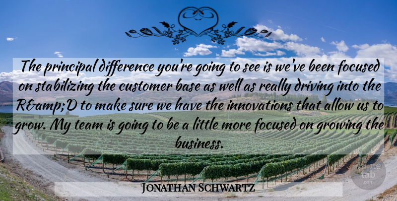 Jonathan Schwartz Quote About Allow, Base, Customer, Difference, Driving: The Principal Difference Youre Going...