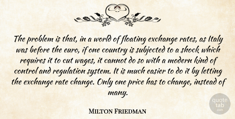 Milton Friedman Quote About Country, Cutting, Floating: The Problem Is That In...