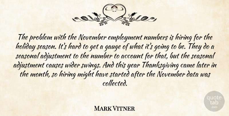 Mark Vitner Quote About Account, Adjustment, Came, Causes, Data: The Problem With The November...