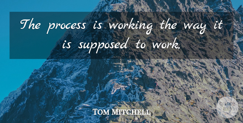 Tom Mitchell Quote About Process, Supposed: The Process Is Working The...