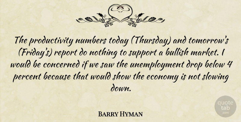 Barry Hyman Quote About Below, Bullish, Concerned, Drop, Economy: The Productivity Numbers Today Thursday...