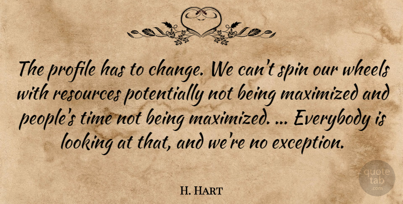 H. Hart Quote About Everybody, Looking, Profile, Resources, Spin: The Profile Has To Change...