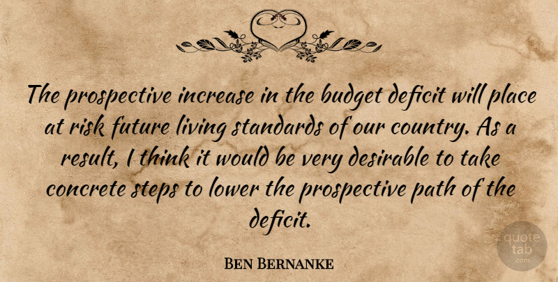Ben Bernanke Quote About Budget, Concrete, Deficit, Desirable, Future: The Prospective Increase In The...