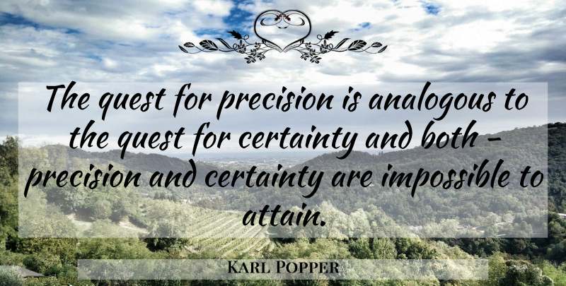 Karl Popper Quote About Quests, Impossible, Precision: The Quest For Precision Is...