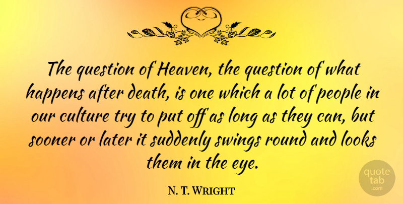 N. T. Wright Quote About Eye, Swings, Long: The Question Of Heaven The...