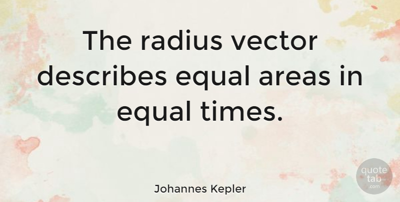 Johannes Kepler Quote About Vectors, Equal, Radius: The Radius Vector Describes Equal...