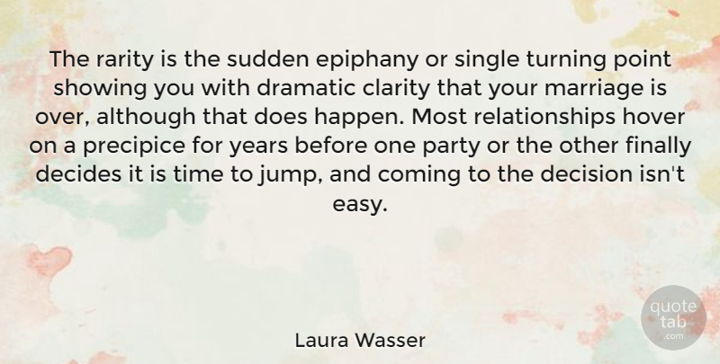 Laura Wasser Quote About Although, Clarity, Coming, Decides, Dramatic: The Rarity Is The Sudden...