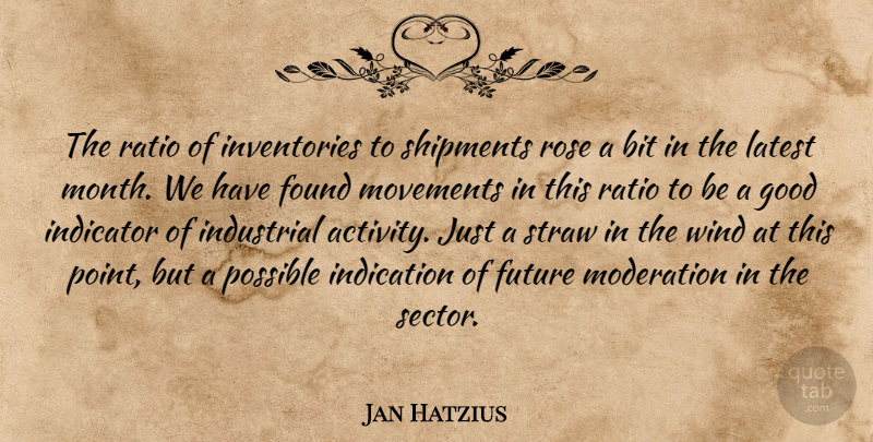Jan Hatzius Quote About Bit, Found, Future, Good, Indication: The Ratio Of Inventories To...