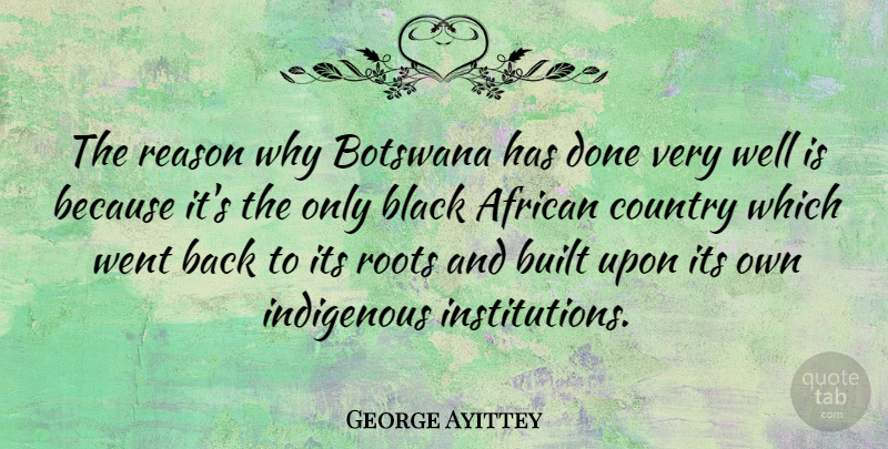 George Ayittey Quote About African, Built, Country, Indigenous: The Reason Why Botswana Has...
