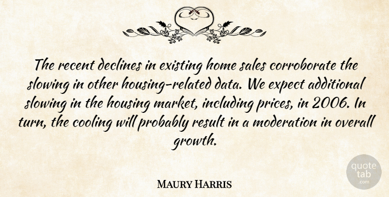 Maury Harris Quote About Additional, Cooling, Declines, Existing, Expect: The Recent Declines In Existing...