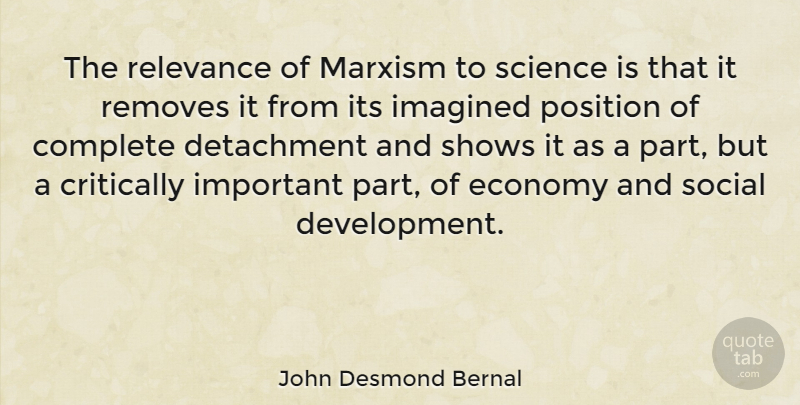 John Desmond Bernal Quote About Important, Development, Detachment: The Relevance Of Marxism To...