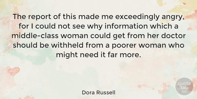 Dora Russell Quote About Far, Information, Might, Poorer, Report: The Report Of This Made...