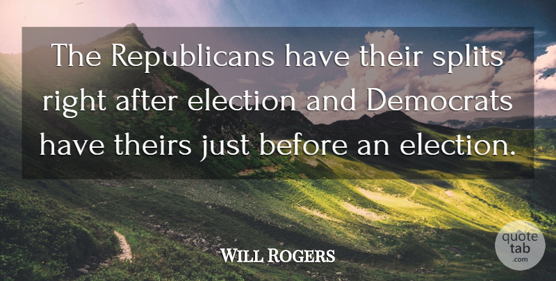 Will Rogers Quote About Splits, Election, Republican: The Republicans Have Their Splits...