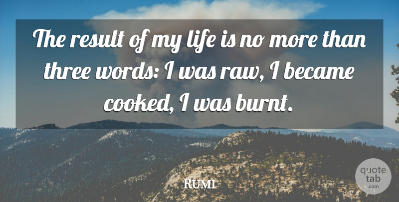 Rumi Quote About Three, Life Is, Results: The Result Of My Life...