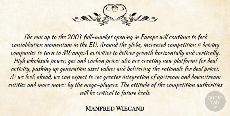 Manfred Wiegand Quote About Activities, Asset, Attitude, Carbon, Companies: The Run Up To The...