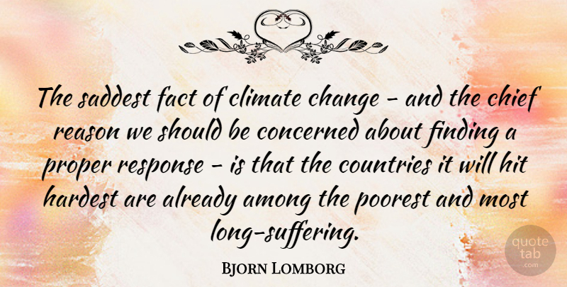 Bjorn Lomborg Quote About Among, Change, Chief, Climate, Concerned: The Saddest Fact Of Climate...
