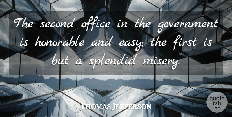 Thomas Jefferson Quote About Government, Office, Political: The Second Office In The...