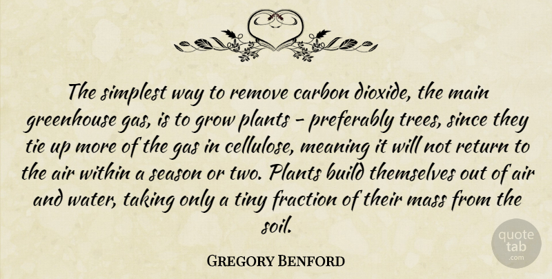Gregory Benford Quote About Air, Build, Carbon, Fraction, Gas: The Simplest Way To Remove...