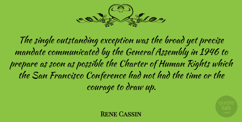 Rene Cassin Quote About Assembly, Broad, Charter, Conference, Courage: The Single Outstanding Exception Was...