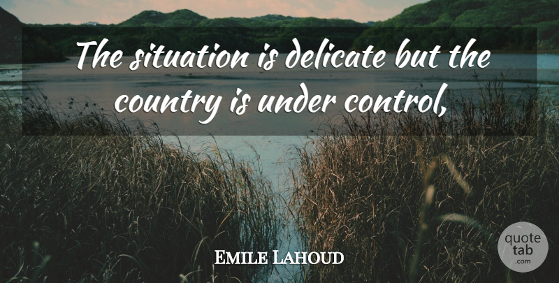 Emile Lahoud Quote About Country, Delicate, Situation: The Situation Is Delicate But...