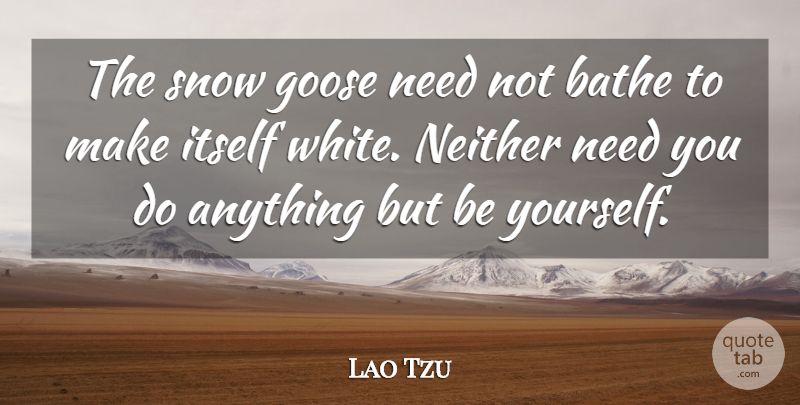 Lao Tzu Quote About Bathe, Chinese Philosopher, Itself, Neither: The Snow Goose Need Not...