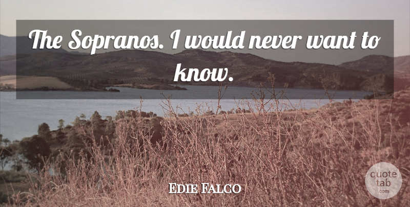 Edie Falco Quote About undefined: The Sopranos I Would Never...