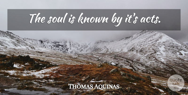 Thomas Aquinas Quote About Soul, Known: The Soul Is Known By...