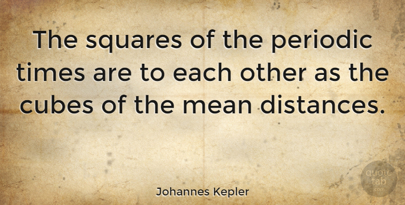 Johannes Kepler Quote About Distance, Mean, Squares: The Squares Of The Periodic...