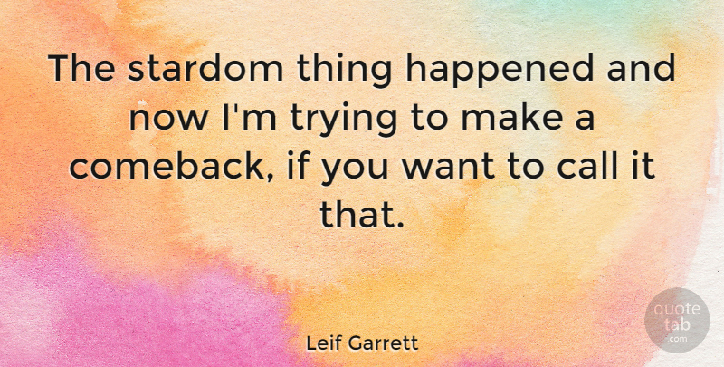 Leif Garrett Quote About Trying, Want, Comeback: The Stardom Thing Happened And...