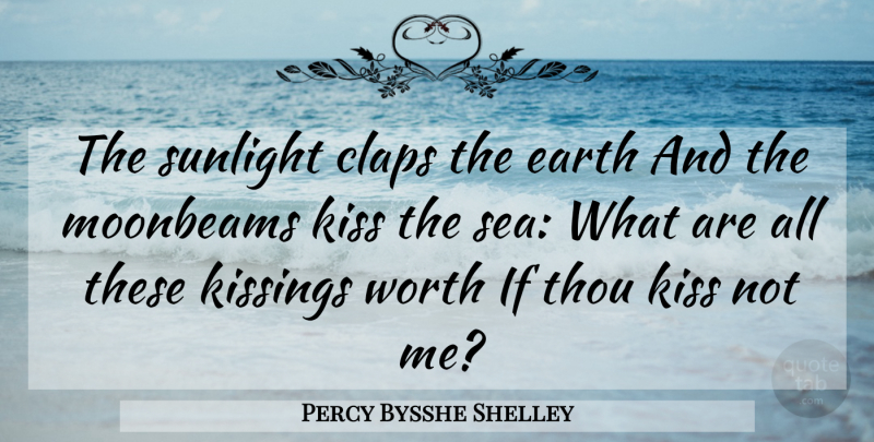 Percy Bysshe Shelley Quote About Earth, Kiss, Kisses And Kissing, Sunlight, Thou: The Sunlight Claps The Earth...
