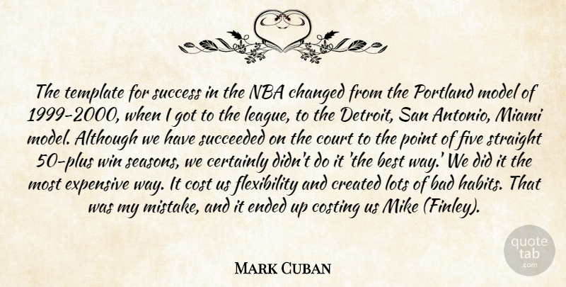 Mark Cuban Quote About Although, Bad, Best, Certainly, Changed: The Template For Success In...