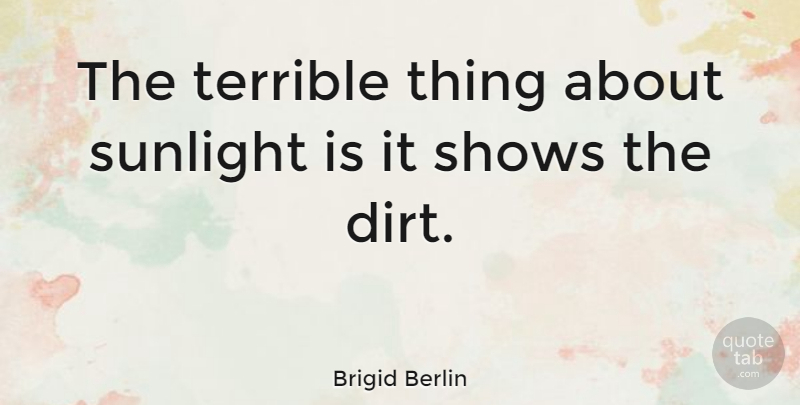 Brigid Berlin Quote About Dirt, Sunlight, Terrible: The Terrible Thing About Sunlight...