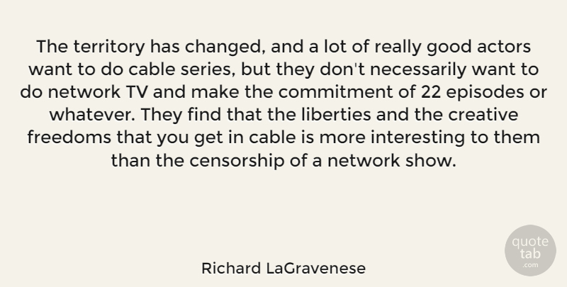 Richard LaGravenese Quote About Cable, Censorship, Episodes, Freedoms, Good: The Territory Has Changed And...