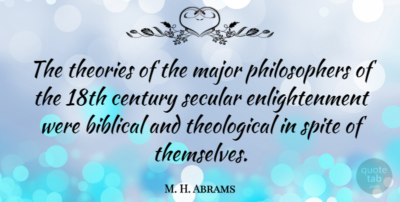 M. H. Abrams Quote About Biblical, Enlightenment, Philosopher: The Theories Of The Major...
