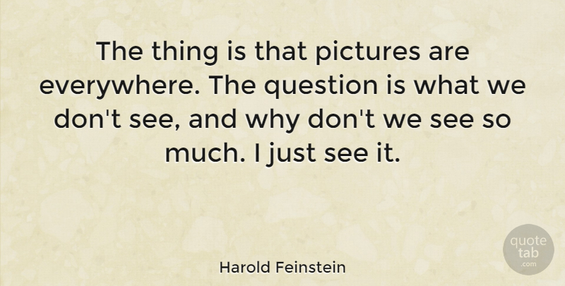 Harold Feinstein Quote About undefined: The Thing Is That Pictures...