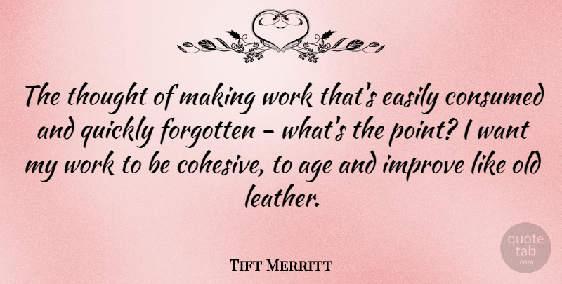 Tift Merritt Quote About Age, Consumed, Easily, Forgotten, Quickly: The Thought Of Making Work...