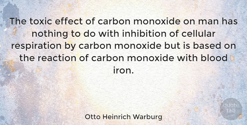 Otto Heinrich Warburg Quote About Based, Carbon, Effect, Man, Toxic: The Toxic Effect Of Carbon...