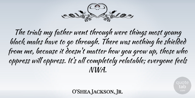 O'Shea Jackson, Jr. Quote About Feels, Males, Matter, Oppress, Trials: The Trials My Father Went...