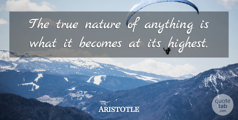 Aristotle Quote About True Nature, Highest: The True Nature Of Anything...