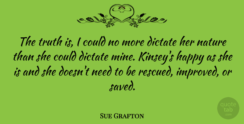 Sue Grafton Quote About American Novelist, Dictate, Happy, Nature, Truth: The Truth Is I Could...