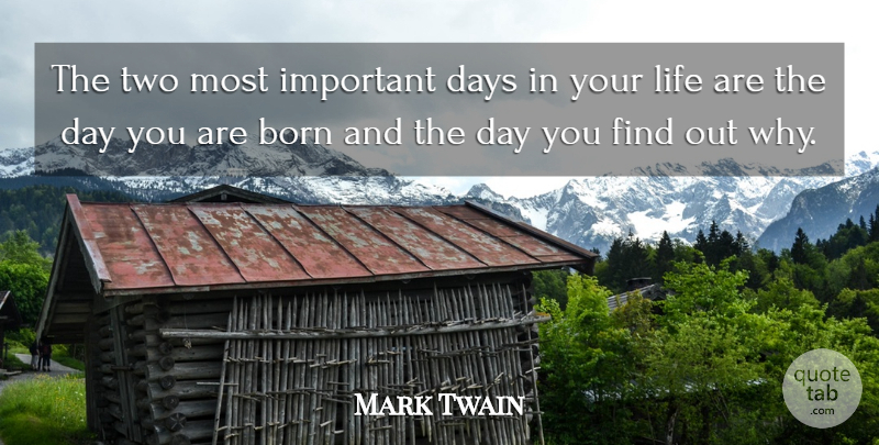 Mark Twain Quote About Inspirational, Motivational, Positive: The Two Most Important Days...