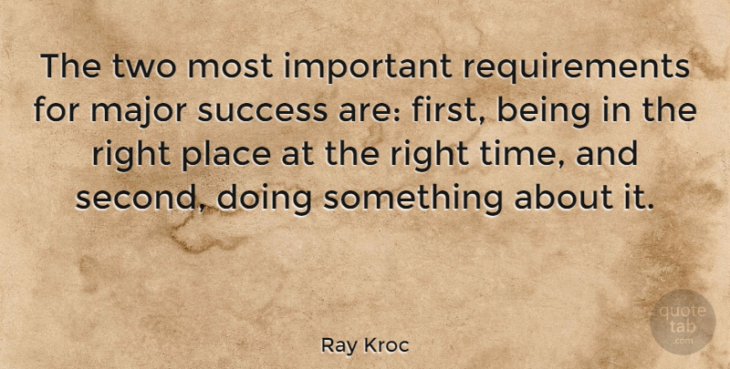 Ray Kroc Quote About Success, Time, Congratulations: The Two Most Important Requirements...