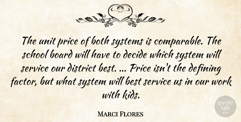 Marci Flores Quote About Best, Board, Both, Decide, Defining: The Unit Price Of Both...