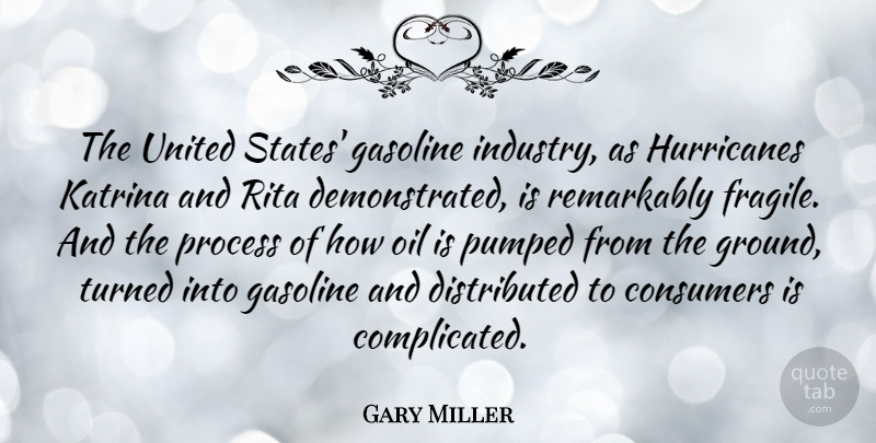 Gary Miller Quote About Consumers, Gasoline, Katrina, Pumped, Remarkably: The United States Gasoline Industry...