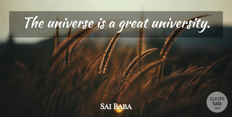 Sai Baba Quote About Educational, University, Universe: The Universe Is A Great...