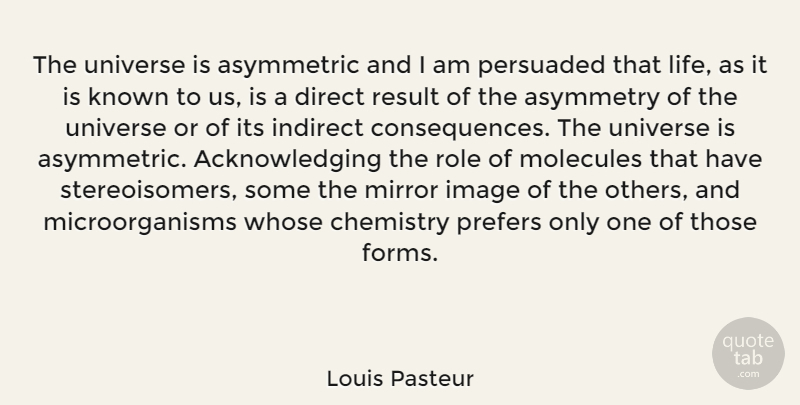 Louis Pasteur Quote About Mirrors, Asymmetry, Roles: The Universe Is Asymmetric And...