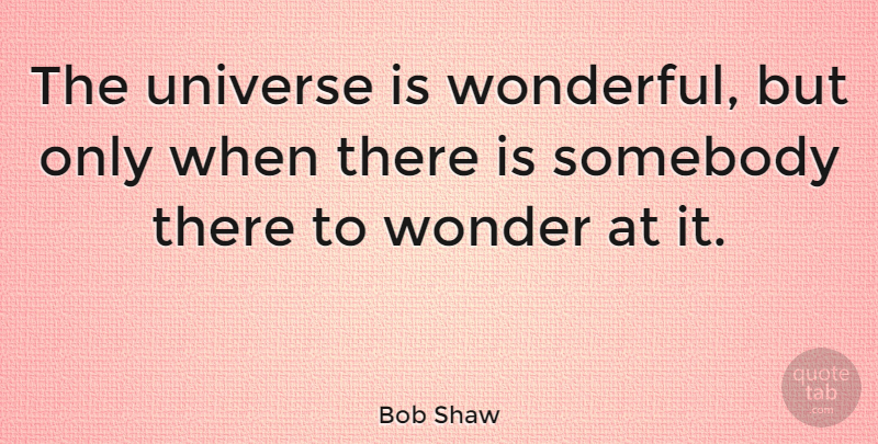 Bob Shaw Quote About Somebody: The Universe Is Wonderful But...